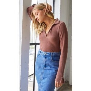 NWT Project Social T collared rib long sleeve Shirt X-Small Soft MSRP $88